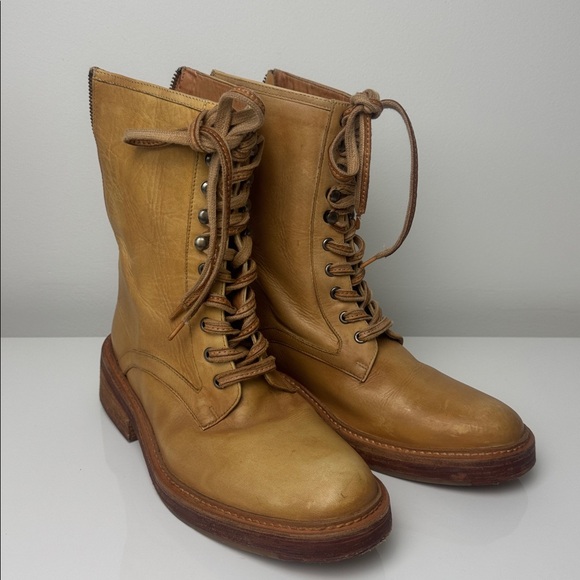 Free People Shoes - FREE PEOPLE SANTA FE Tan Leather Lace-Up Combat Boots 39 US 8.5